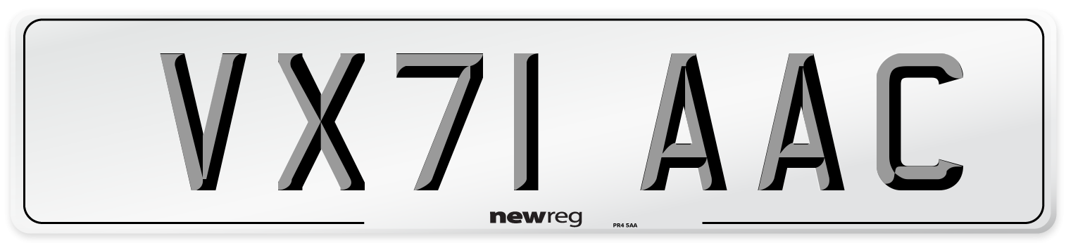 VX71 AAC Number Plate from New Reg